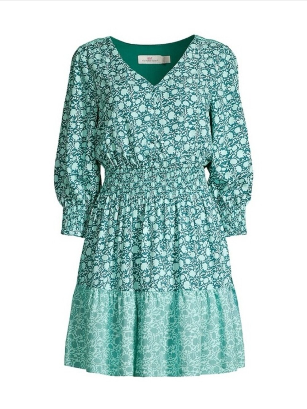 vineyard vines smocked waist mini dress sea floral print Small